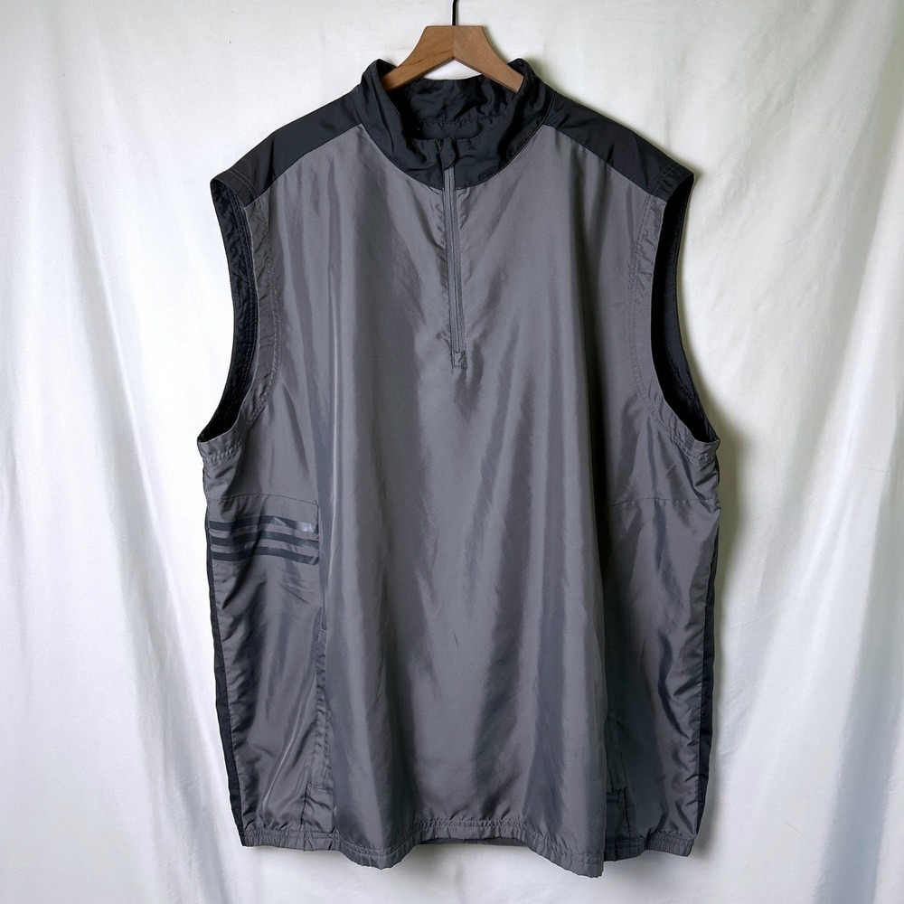 Adidas Mens Golf Quarter Zip Vented Windbreaker Vest Size 3XL Gray Athleisure